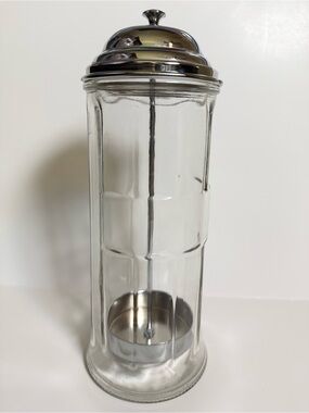 TableCraft Paneled Clear Glass Straw Dispenser Soda Fountain Style